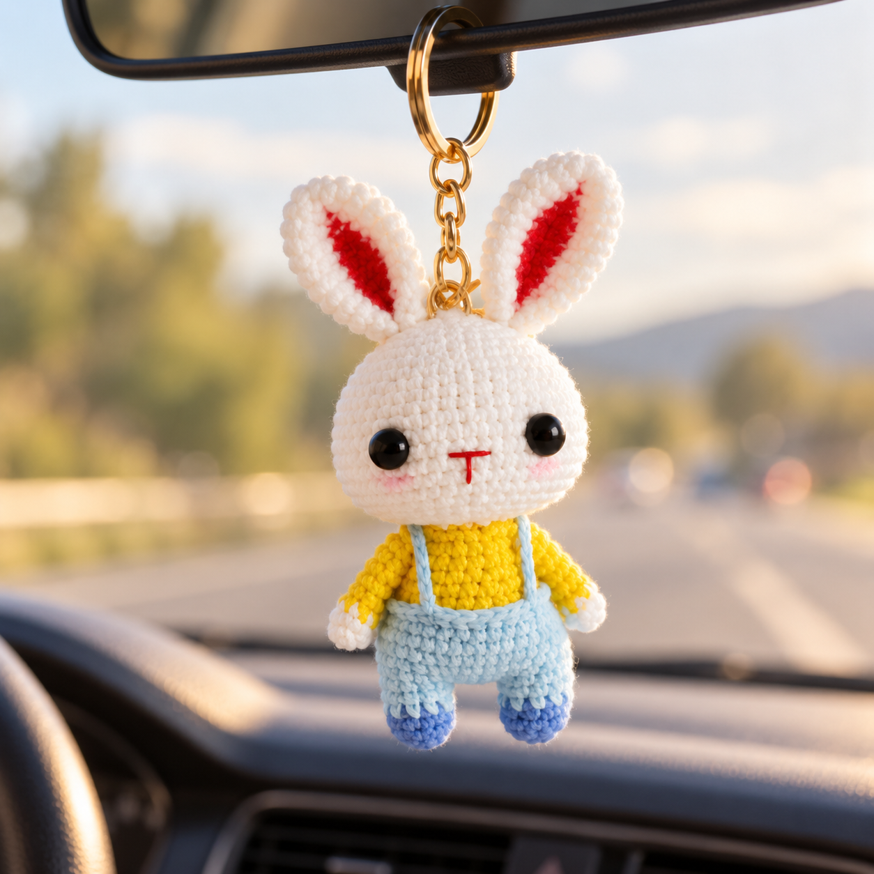 Handmade Crochet Bunny Keyring with Scarf