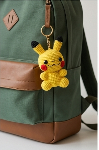 Handmade Crochet Pikachu Keyring